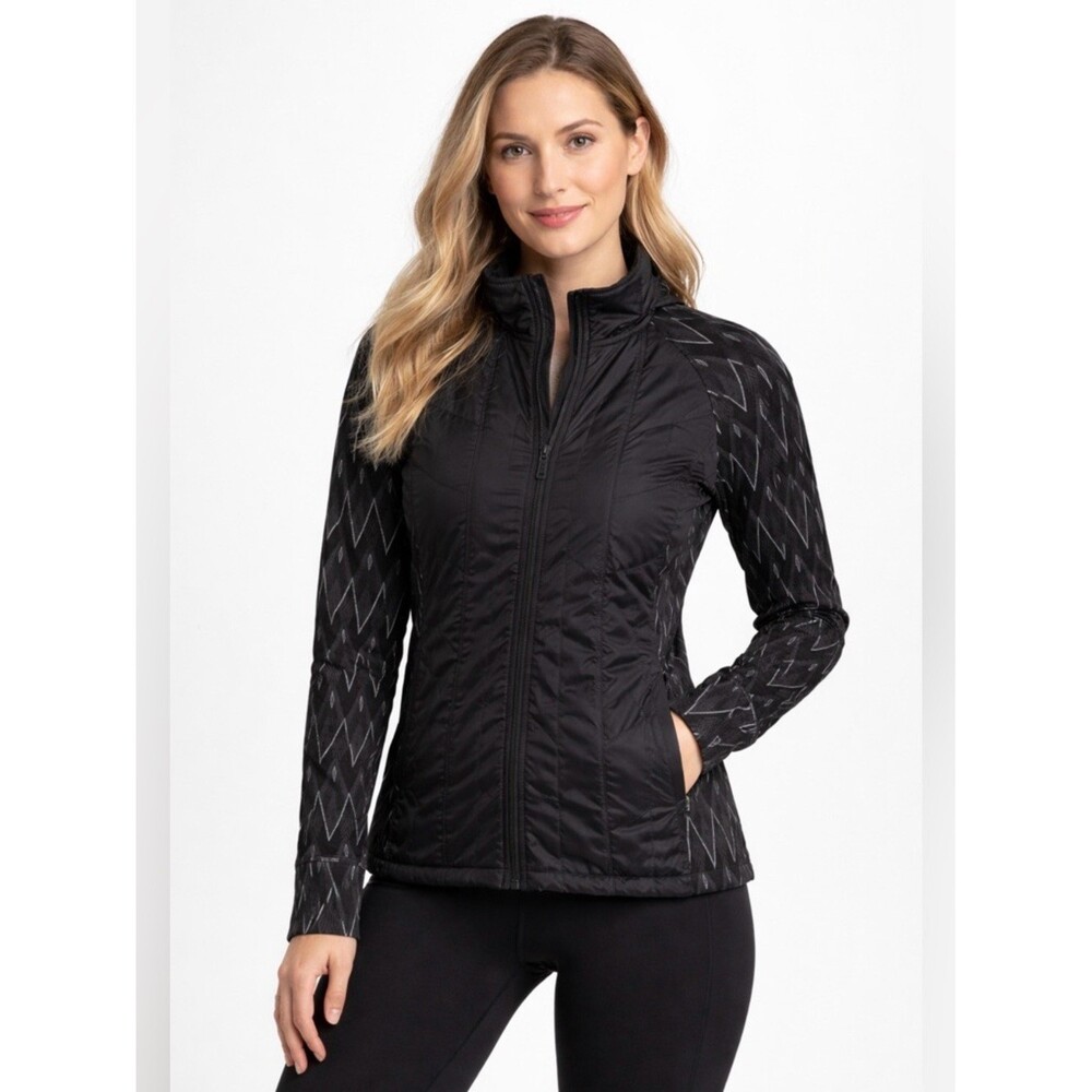 Smartwool Women's Smartloft 60 Jacket in Black with Patterned Sleeves